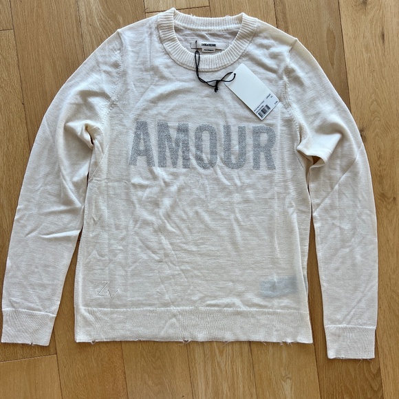 Zadig & Voltaire Miss Amour Strass Sweater XS in cream - New with tags - Picture 1 of 4